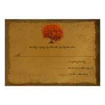 Musical Gold Orange Plum Heart Leaf Tree Weddings Personalised Announcement