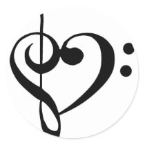 Musical Heart Round Stickers