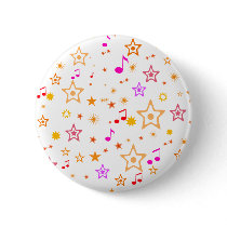 Musical Notes and Stars: Pinback Button