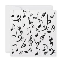 Musical Notes Customisable Invitation Black White
