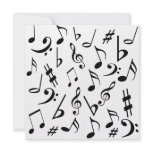 Musical Notes Customisable Invitation Black White