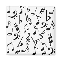Musical Notes Magnet - Black and White