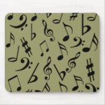 Musical Notes Mousepad - Pale Olive Green