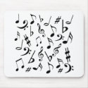 Musical Notes Mousepad - White & Black