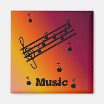 Musical Notes on a Varigated Background Magnet