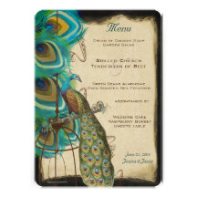 Musical Peacock Bird Cage Feather Wedidng Invitate Personalized Announcements