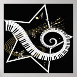 Musical Star golden notes Posters