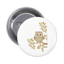 Musical Tree Owl Pinback Buttons