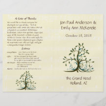 Musical Whimsical Tree Wedding Program Full Colour Flyer