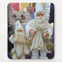 Musical White Father Christmas Mouse Pad