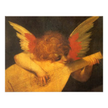 Musician Angel by Rosso Fiorentino, Vintage Art Announcement
