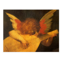 Musician Angel by Rosso Fiorentino, Vintage Art Postcards