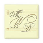 Musicians in love wedding monogram logo fridge magnet