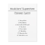 Musicians' Superstore Shopping List postcards