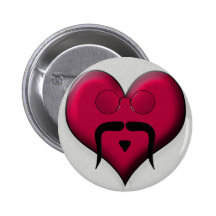 Mustache Heart - Very Retro! Pinback Button