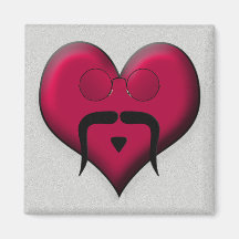 Mustache Heart - Very Retro! Refrigerator Magnet