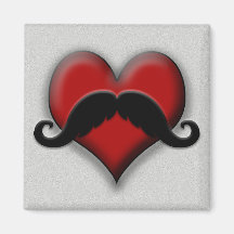 Mustache Red Heart Fridge Magnet