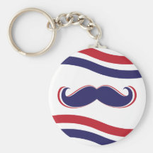 Mustache - Red, White and Blue Keychains