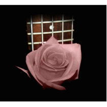 Muted dark pink rose with five string bass fboard photo sculpture