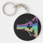 Muted Rainbow Butterflies on Black Key Chains