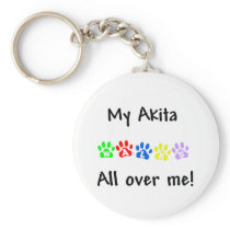 My Akita Walks All over ME Key Chain