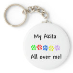 My Akita Walks All over ME keychains