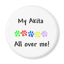 My Akita Walks All over Me Magnet