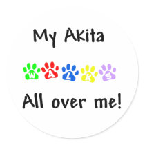 My Akita Walks All over Me Sticker