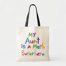 My Aunt Math Superhero T-shirts and Gifts Canvas Bags