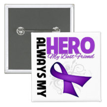 My Best Friend Always My Hero -Purple Ribbon Pinback Button
