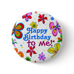 My Birthday Illustrated Pin/Button