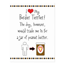 My Border Terrier Loves Peanut Butter Postcard