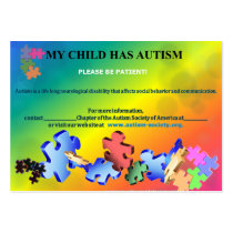 MY CHILD HAS AUTISMATER BUSINESS CARD