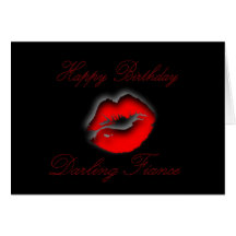 My Darling Fiance Happy Birthday kiss lips love Greeting Card