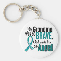 My Grandma Is An Angel 1 Ovarian Cancer Keychain