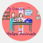 My Grandpa Helps Animals Round Stickers