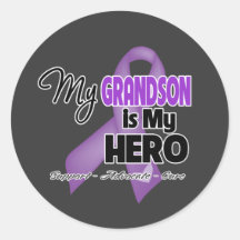 My Grandson is My Hero - Purple Ribbon Sticker