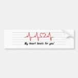 my heart beats for you card and stick bumper stickers