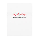 my heart beats for you card and stick postcards
