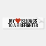 My Heart Belongs To A Firefighter Bumper Stickers