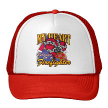 My Heart belongs to a Firefighter Mesh Hat