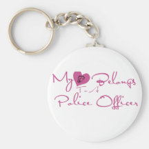 My Heart Belongs to a Police Officer Keychains