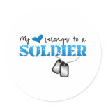 My heart belongs to a Soldier Round Stickers