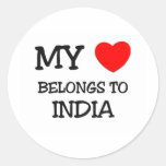 My Heart Belongs To INDIA Round Sticker
