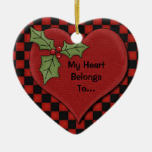 "My Heart Belongs To" Personalised Photo Heart Christmas Ornaments