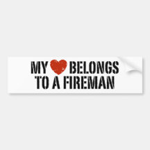 My Heart Fireman Bumper Sticker