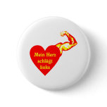 My heart strikes left pinback button