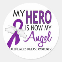 My Hero Is My Angel Alzheimer's Disease Round Stickers