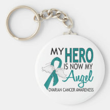 My Hero Is My Angel Ovarian Cancer Key Chain