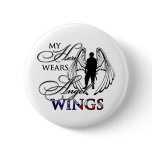 My Hero Wears Angel Wings buttons